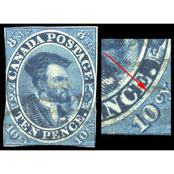 canada stamp 7iv blue strong re entry pos 53 10 1855