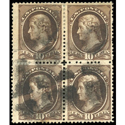 us stamp postage issues 209b jefferson 10 black brown block 4 40 1881