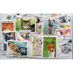 cats dogs on stamps