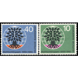 germany stamp 807 8 uprooted oak emblem world refugee year 1960