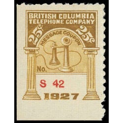 canada revenue stamp bct92 small telephone franks 25 1927