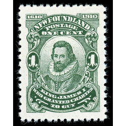 newfoundland stamp 87xii king james i 1 1910 M XF 008