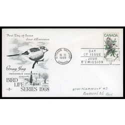 canada stamp 478 gray jays 5 1968 FDC PC 010