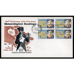 canada stamp 479 weather map and instruments 5 1968 FDC BLOCK 014