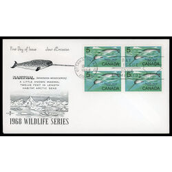 canada stamp 480 narwhal 5 1968 FDC BLOCK 023