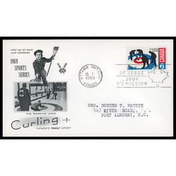 canada stamp 490 curlers on rink 6 1969 FDC PC 017