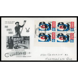 canada stamp 490 curlers on rink 6 1969 FDC LL 020