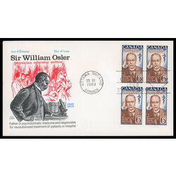 canada stamp 495 sir william osler 6 1969 FDC BLOCK 012