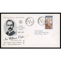 canada stamp 495 sir william osler 6 1969 FDC PC 014