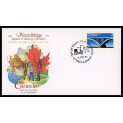 canada stamp 737 peace bridge 12 1977 FDC PC 012