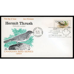 canada stamp 498 hermit thrush 25 1969 FDC PC 006