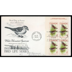 canada stamp 496 white throated sparrow 6 1969 FDC UL 022