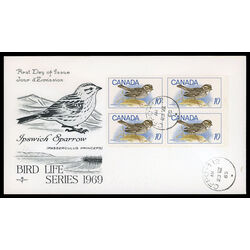 canada stamp 497 ipswich sparrow 10 1969 FDC BLOCK 012