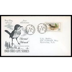 canada stamp 498 hermit thrush 25 1969 FDC PC 008