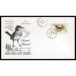 canada stamp 498 hermit thrush 25 1969 FDC PC 009
