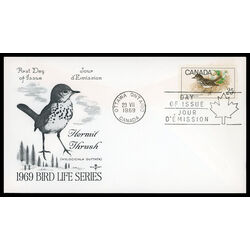 canada stamp 498 hermit thrush 25 1969 FDC PC 010