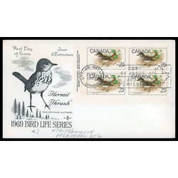 canada stamp 498 hermit thrush 25 1969 FDC LL 012
