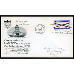 canada stamp 505 manitoba centennial 6 1970 FDC PC 019