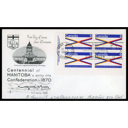 canada stamp 505 manitoba centennial 6 1970 FDC LL 023
