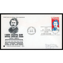 canada stamp 515 louis riel 6 1970 FDC PC 021