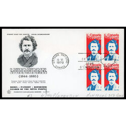 canada stamp 515 louis riel 6 1970 FDC BLOCK 024