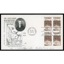 canada stamp 516 sir alexander mackenzie 6 1970 FDC BLOCK 018
