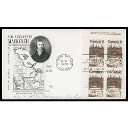 canada stamp 516 sir alexander mackenzie 6 1970 FDC UL 019