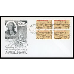 canada stamp 540 samuel hearne 6 1971 FDC BLOCK 015