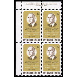 canada stamp 491 vincent massey 6 1969 PB UL