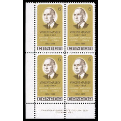 canada stamp 491 vincent massey 6 1969 PB LL