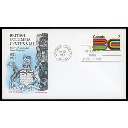 canada stamp 552 british columbia centennial 7 1971 FDC PC 016
