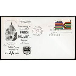 canada stamp 552 british columbia centennial 7 1971 FDC PC 017