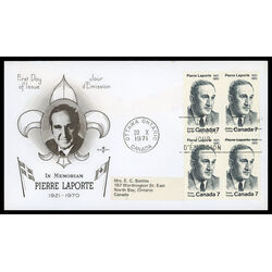 canada stamp 558 pierre laporte 7 1971 FDC BLOCK 013