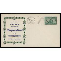 canada stamp 282 newfoundland cabot s ship matthew 4 1949 FDC PC 061