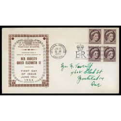 canada stamp 337 queen elizabeth ii 1 1954 FDC BLOCK 025