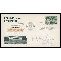 canada stamp 362 paper industry pulp and paper 20 1956 FDC PC 020