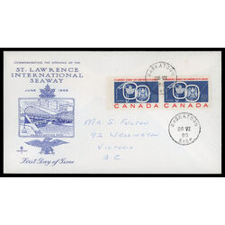 canada stamp 387 seaway and national emblems 5 1959 FDC PC 060