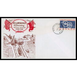 canada stamp 387 seaway and national emblems 5 1959 FDC PC 061