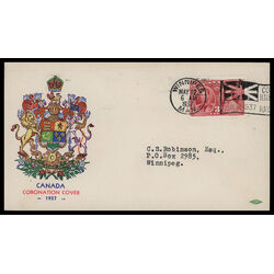 canada stamp 237 king george vi queen elizabeth 3 1937 FDC PC 084