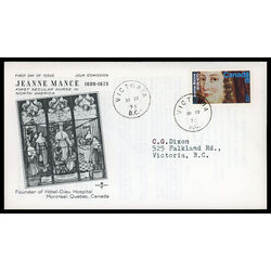 canada stamp 615 jeanne mance 8 1973 FDC PC 012