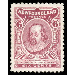 newfoundland stamp 92a lord bacon 6 1910 M VF 024