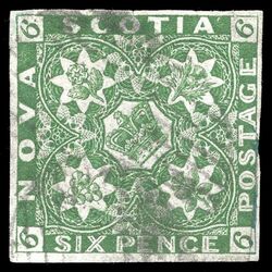 nova scotia stamp 5 pence issue 6d 1857 U VF 001