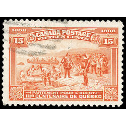 canada stamp 102 champlain s departure 15 1908 U VF 080