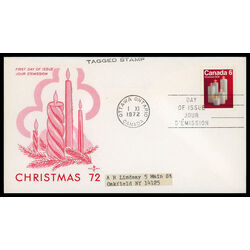 canada stamp 606pi christmas candles 6 1972 FDC PC 001