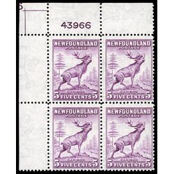 newfoundland stamp 257 caribou 5 1941 PB UL %2343966 FNH