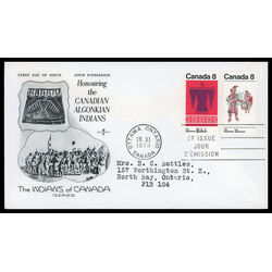 canada stamp 569a algonkian indians 1973 FDC PC 013