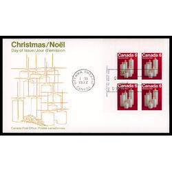 canada stamp 606 christmas candles 6 1972 FDC UL