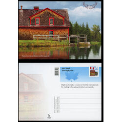canada stamp prepaid postage cards ux219 flag over mills riorgon grist mill cataquet nb 2010