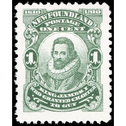 newfoundland stamp 87ix king james i 1 1910 M VF 013