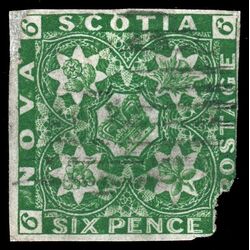 nova scotia stamp 5 pence issue 6d 1857 U FIL 023